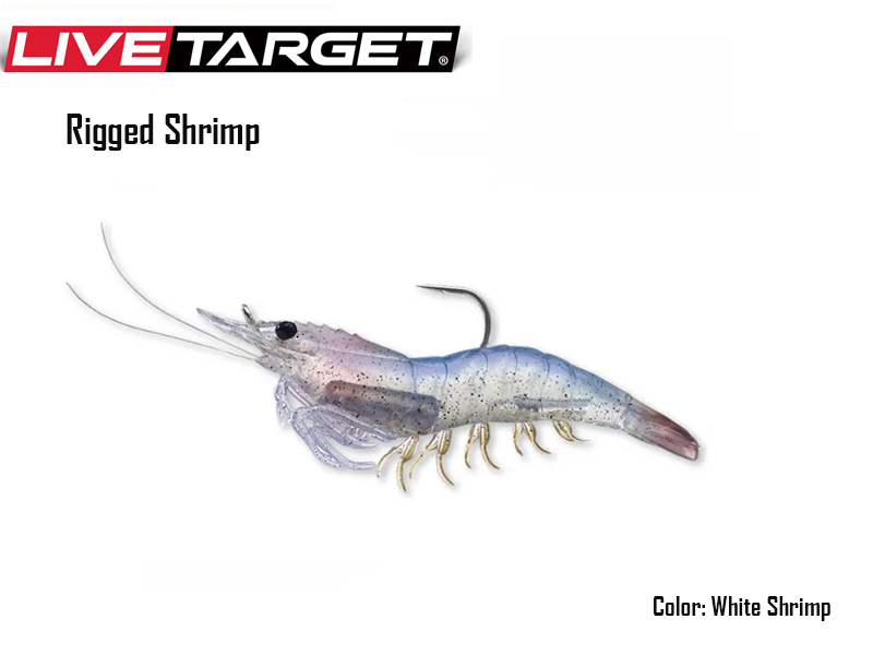Live Target Rigged Shrimp (Size: 75mm, Weight: 7gr, Color: White Shrimp, Pack: 4pcs)