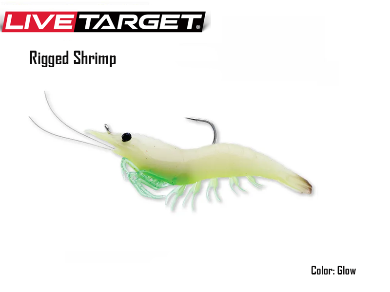 Live Target Rigged Shrimp (Size: 75mm, Weight: 7gr, Color: Glow, Pack: 4pcs)