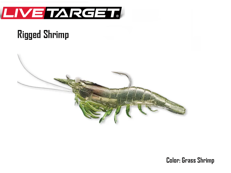 Live Target Rigged Shrimp (Size: 75mm, Weight: 7gr, Color: Grass Shrimp, Pack: 4pcs)