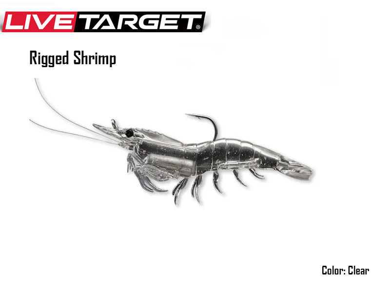 Live Target Rigged Shrimp (Size: 75mm, Weight: 7gr, Color: Clear, Pack: 4pcs)