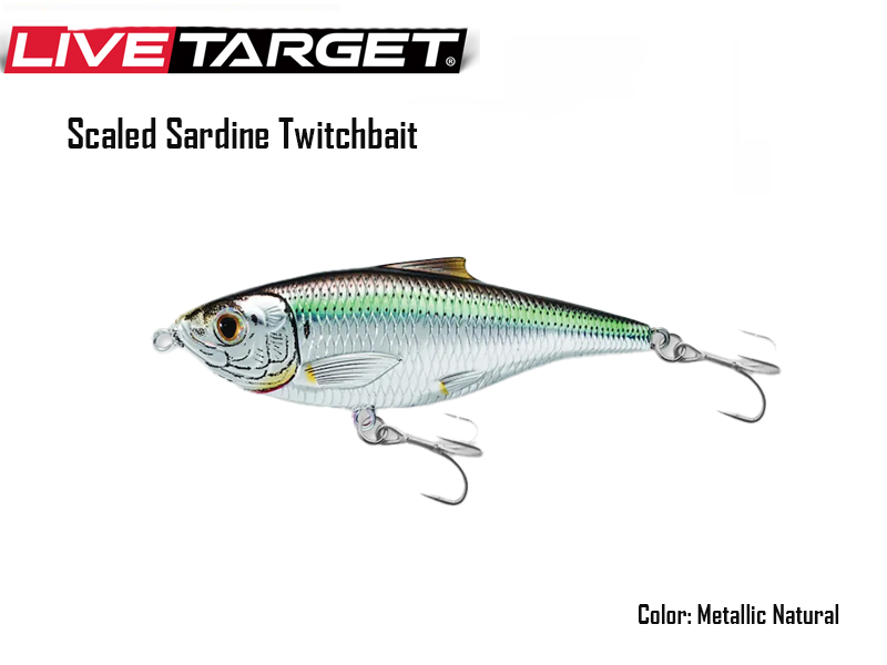 Live Target Scaled Sardine Twitchbait (Size: 90mm, Weight: 20gr, Color: Natural Metallic)