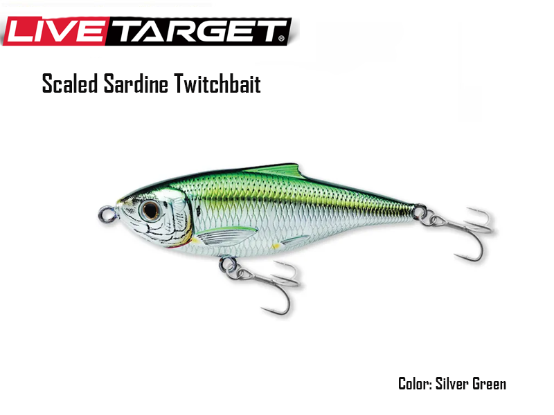 Live Target Scaled Sardine Twitchbait (Size: 90mm, Weight: 20gr, Color: Silver Green)