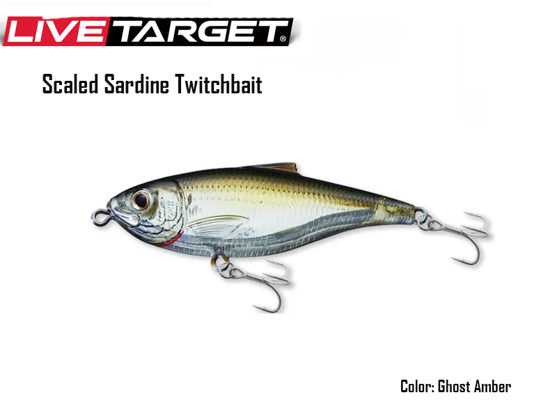 Live Target Scaled Sardine Twitchbait (Size: 90mm, Weight: 20gr, Color: Ghost Amber)