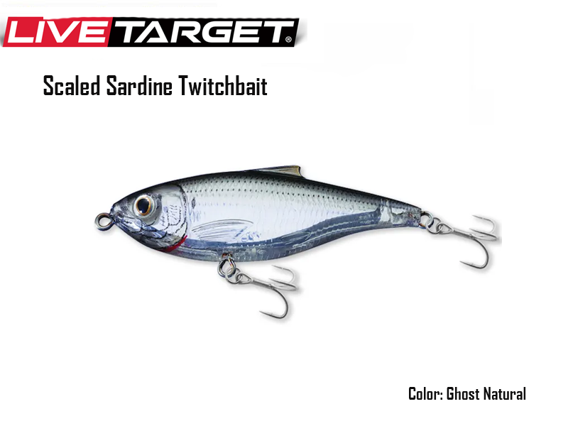 Live Target Scaled Sardine Twitchbait (Size: 90mm, Weight: 20gr, Color: Ghost Natural)