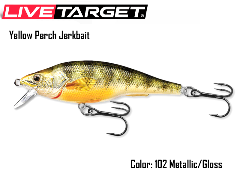 Live Target Yellow Perch Jerkbait (Size: 73mm, Weight: 11gr, Color: 102 Metallic/Gloss)