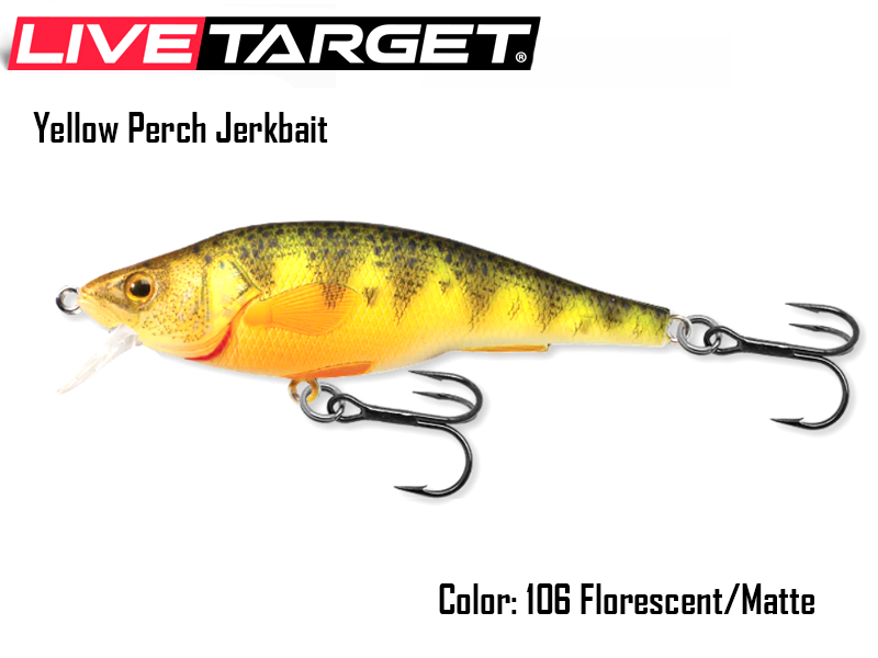 Live Target Yellow Perch Jerkbait (Size: 73mm, Weight: 11gr, Color: 106 Florescent/Matte)