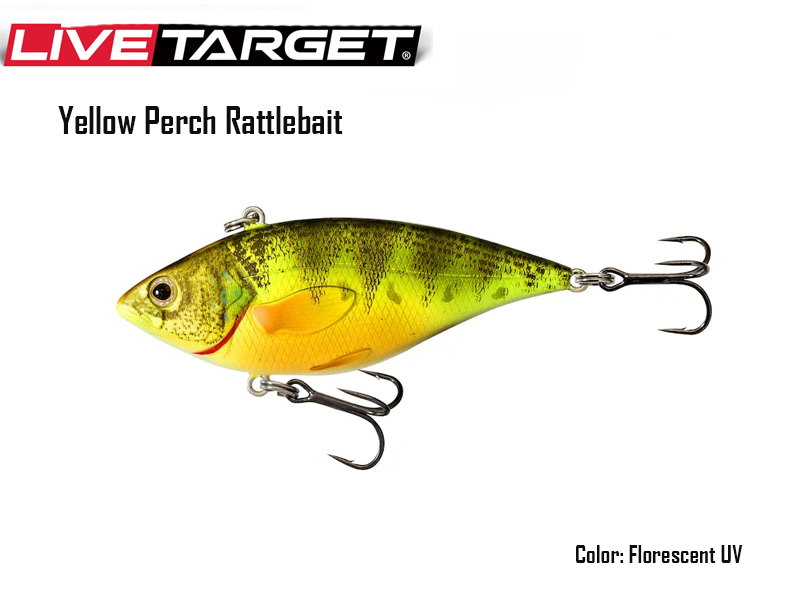 Live Target Yellow Perch Rattlebait (Size: 60mm, Weight: 11gr, Color: Florescent UV)