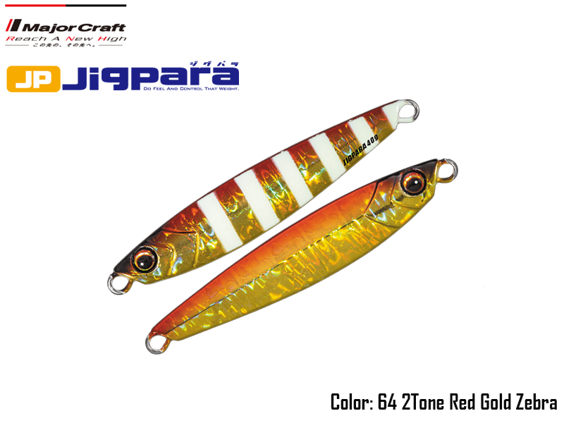 Major Craft Jigpara Short (Color:#64 2Tone Red Gold Zebra, Weight: 40gr)