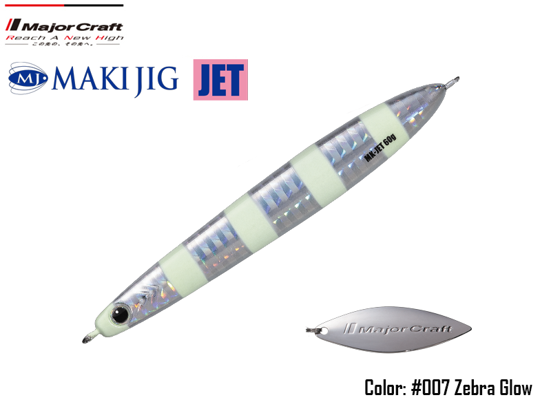 Major Craft Maki Jig Jet (Weight: 60gr, Color: #007 Zebra Glow)