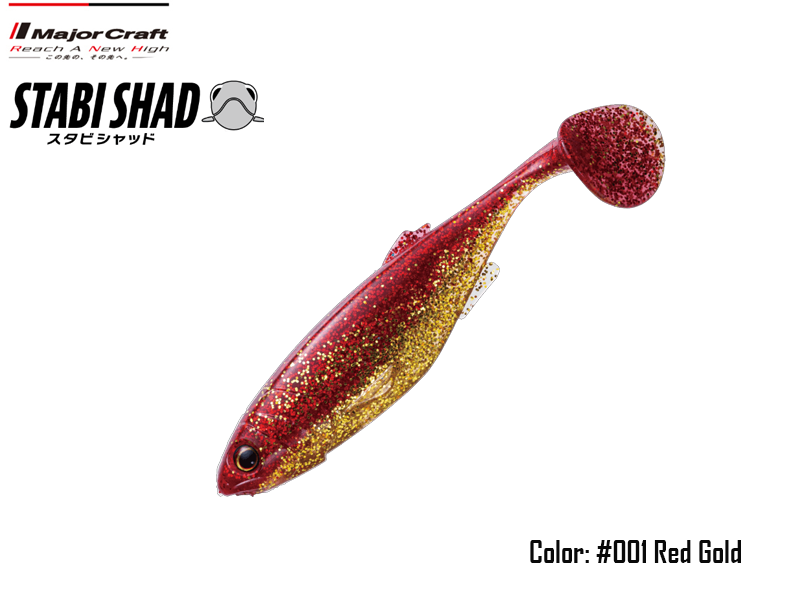 Major Craft Stabi Shad Slim (Length: 3.5", Pack: 4pcs, Color: #001 Red Gold)