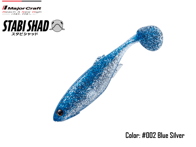 Major Craft Stabi Shad Fat (Length: 4", Pack: 4pcs, Color: #002 Blue Silver)