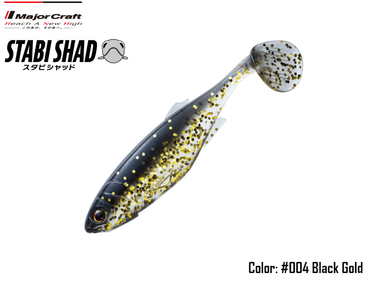 Major Craft Stabi Shad Slim (Length: 4", Pack: 4pcs, Color: #004 Black Gold)