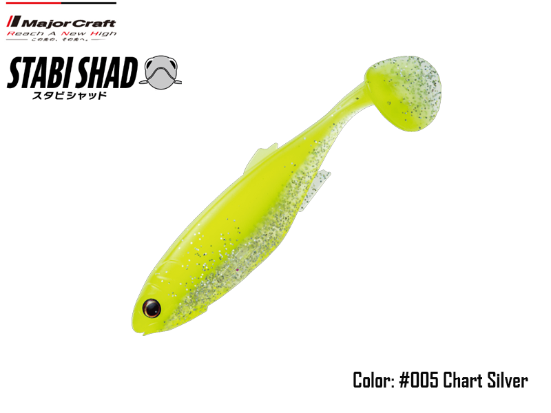 Major Craft Stabi Shad Fat (Length: 4", Pack: 4pcs, Color: #005 Chart Silver)