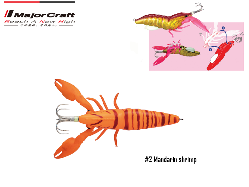 Major Craft Puri Puri Taco Shrimp (Size: 95mm, Weight: 40g, Color: #2 Mandarin Shrimp)