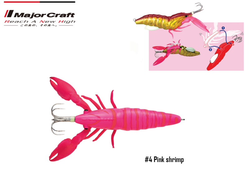 Major Craft Puri Puri Taco Shrimp (Size: 95mm, Weight: 40g, Color: #4 Pink Shrimp)