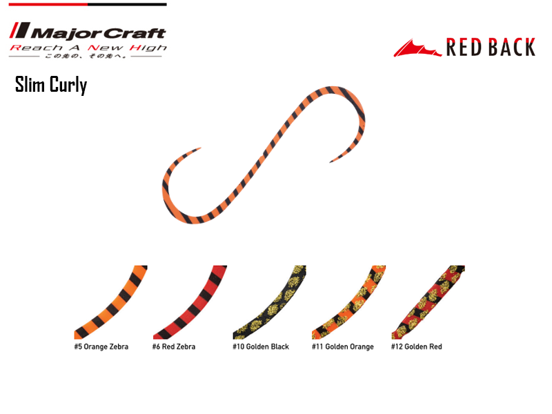 Major Craft Red Back - Custom Tie (Type: Slim Curly, Color: #10 Golden Black, Pack: 4pcs)