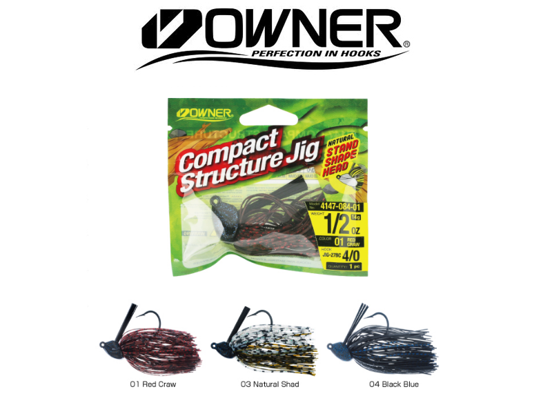 Owner RJ-10 Compact Structure Jig ( Weight: 7gr, Hook Size: 3/0, Color: 01 Red Craw)