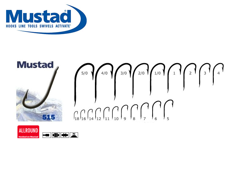 Mustad 515N Hollow Point Limerick (Size: 9, Pack: 50)