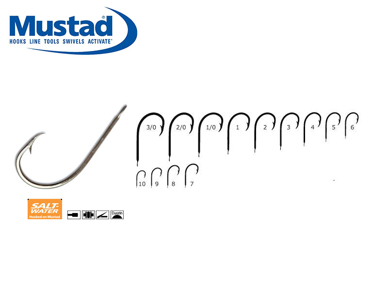 Mustad 528AD Hollow Point Round Hooks (Size: 7, Pack: 50)