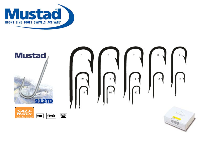 Mustad 912TD Round Bend Sea Hooks (Size: 5, Pack: 100)