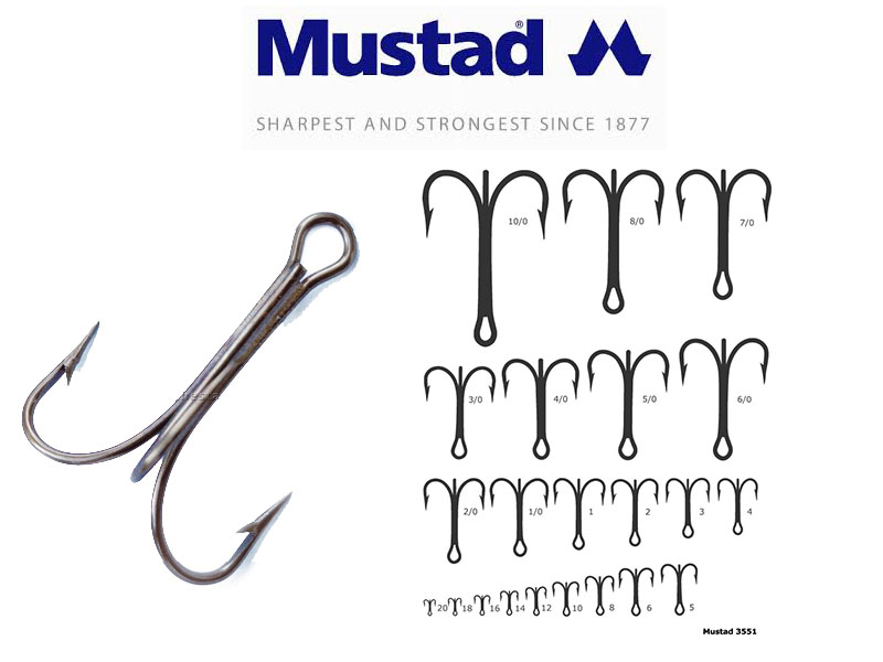 Mustad 3551BLN Classic Treble Hooks (Size: 12, Pack: 25)