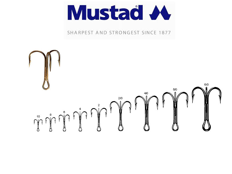 Mustad 3551 Classic Treble Hooks (Size: 5/0, Pack: 25)