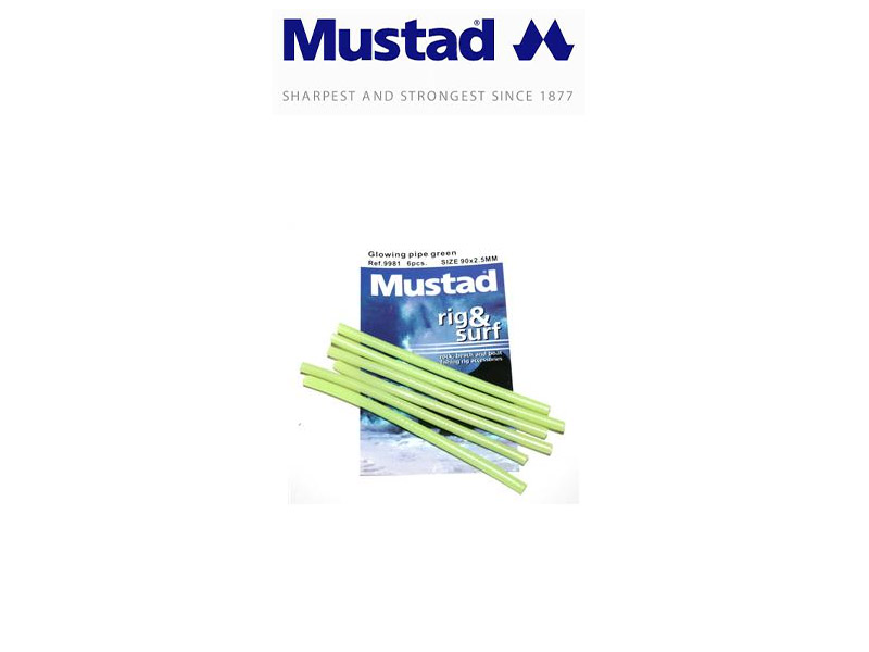 Mustad 9981 Glowing Pipe Green (Size: 90 x 2.5mm, Pack: 6)