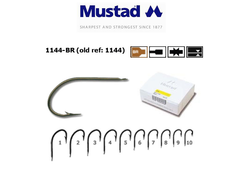 Mustad 1144-BR Hollow Point Kirby Limerick (Size: 2, Pack: 100)