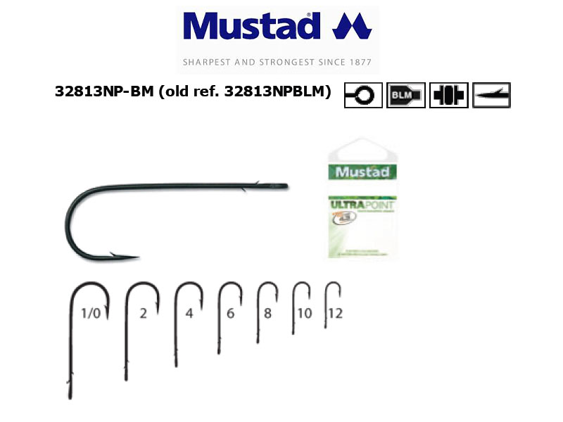Mustad 32813NP-BM Ultra Point Aberdeen Worm Hooks (Size: 1, Pack: 10)