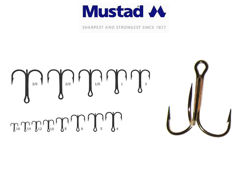 Mustad 35647 Round Bend Treble (Size: 4, Pack: 25)