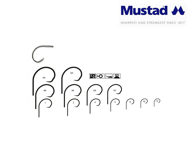 Mustad Demon Circle: Extra Fine Wire Hooks (Size: 1/0, Pack: 7)