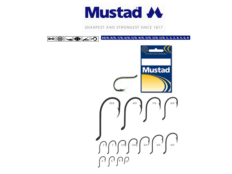 Mustad Beak Hooks with extra long point (Size: 1, Pack: 10)