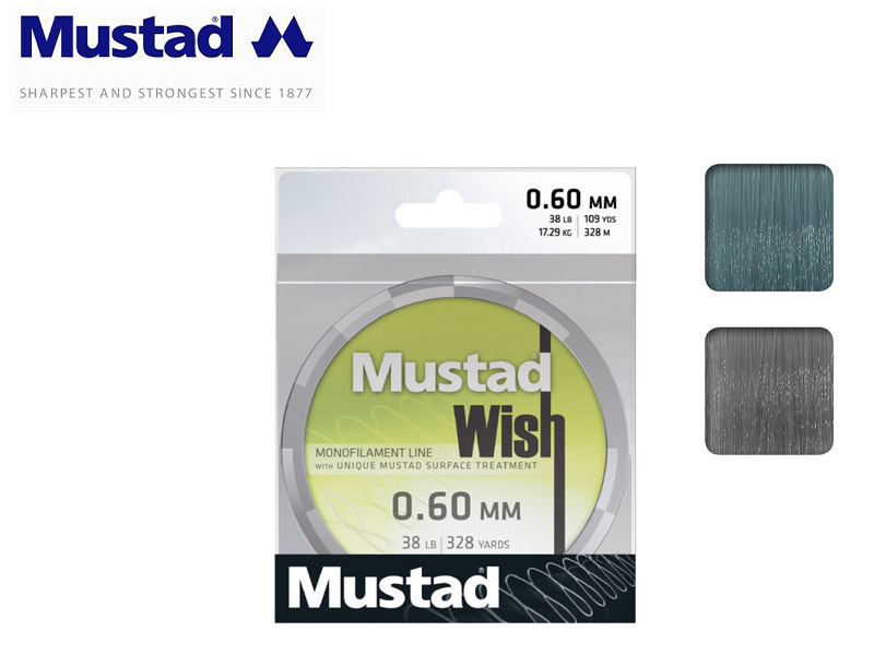 Mustad Wish Smoke Monofilament 300mt (Size:0.60mm, Test: 17.29kg)