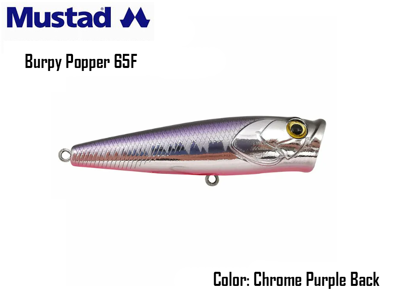 Mustad Burpy Popper 65F (Size:65mm, Weight:6.3gr, Color:Chrome Purple Back)