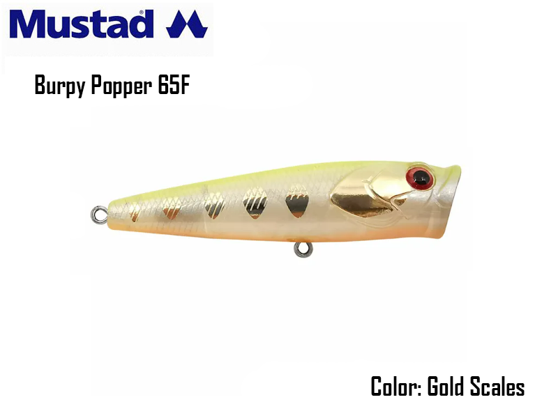 Mustad Burpy Popper 65F (Size:65mm, Weight:6.3gr, Color:Gold Scales)