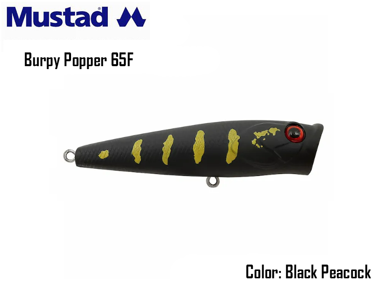 Mustad Burpy Popper 65F (Size:65mm, Weight:6.3gr, Color:Black Peacock)