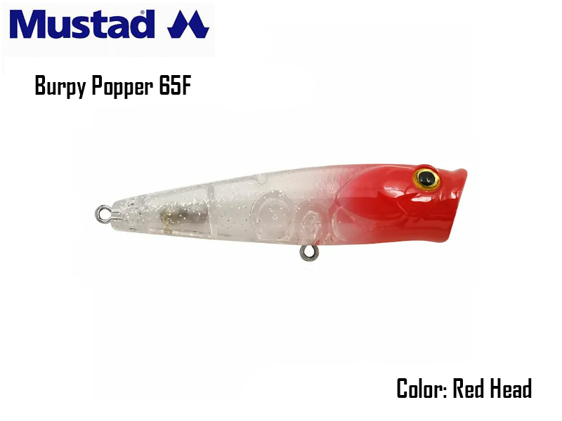 Mustad Burpy Popper 65F (Size:65mm, Weight:6.3gr, Color:Red Head)