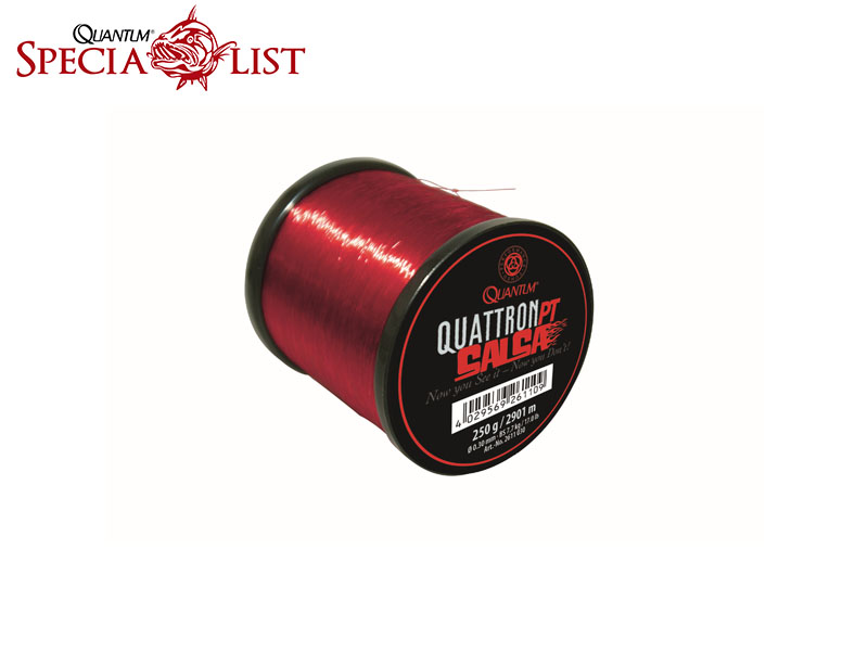 Quantum Quattron Salsa (0.45mm, 16.5kg, 36.4lb, Length: 1289m, Colour: trasparent-red)