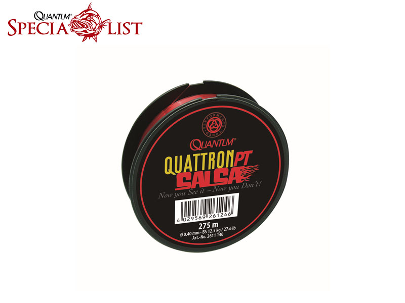 Quantum Quattron Salsa (0.30mm, 7.7kg, 17.0lb, Length: 275m, Colour: trasparent-red)