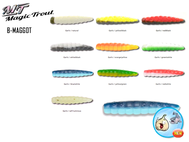 Magic Trout B-Maggot (Length: 25mm, Color: Garlic / self-luminous, Pack: 10pcs)