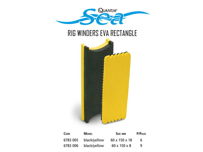 Quantum Rig Winder Eva Rectangle (Colour: Black/Yellow, Size: 60x150x8 mm, Pack: 9pcs)