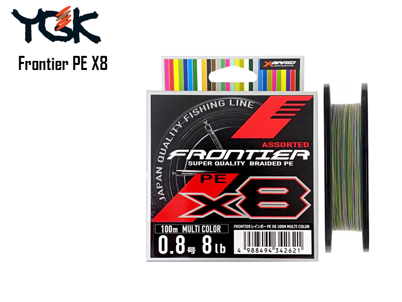 YGK Froniter X8 (PE:0.6, Strength: 6lbs, Lenght:100m, Color: Multicolor)