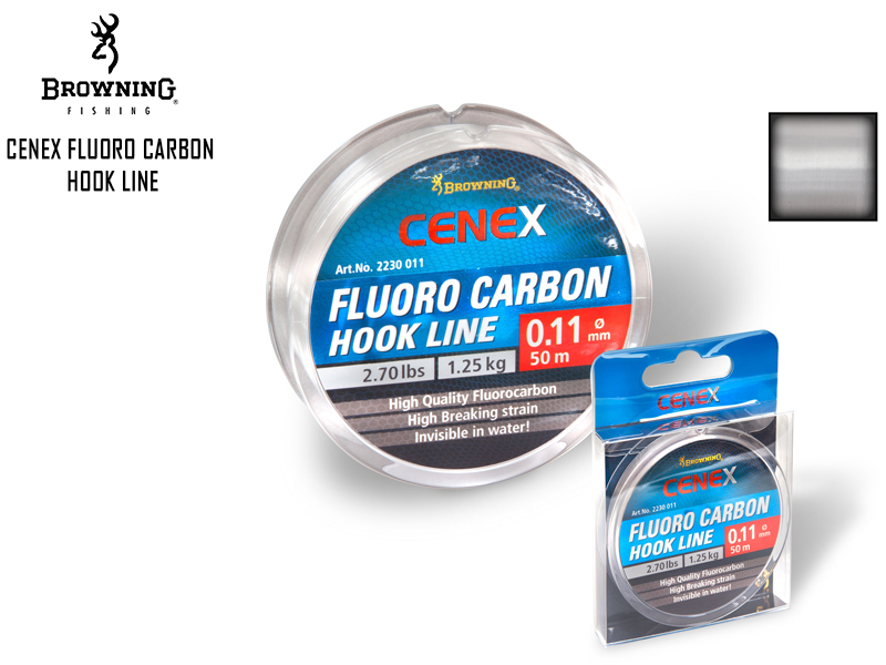 Browning Cenex Fluoro Carbon Hook Line (Size: 0.17mm, B.S: 2.95kg, Length: 50mt)