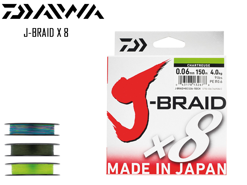 Daiwa J-Braid X 8 (Length: 500mt, Diameter: 0.20mm, Color: Multicoloured)