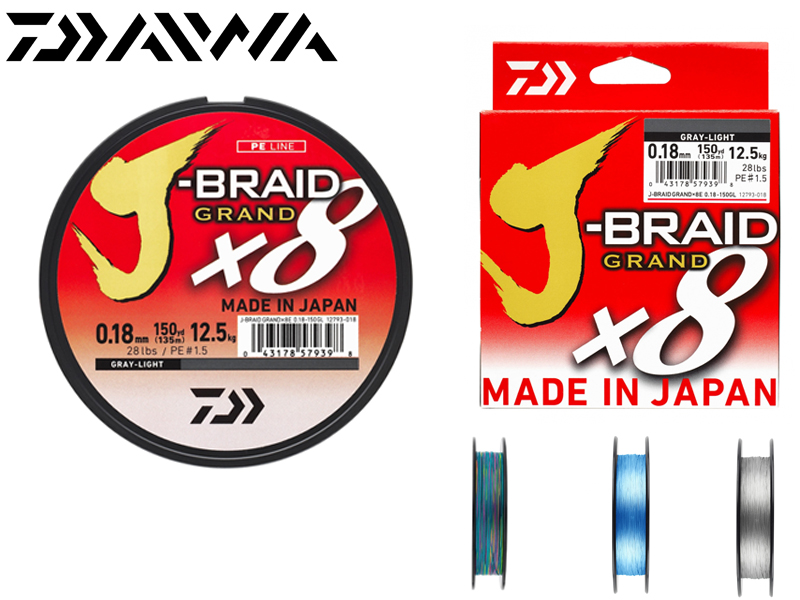 Daiwa J-Braid Grand X 8 (Length: 150mt, Diameter: 0.13mm, Color: Multicolor)
