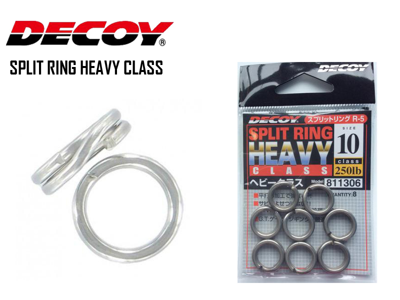 Decoy Split Ring Heavy Class Silver (Size:#9, Strength:200lb, Pack: 10pcs)