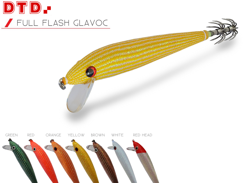 DTD Trolling Squid Jig Full Flash Glavoc (Size: 110mm, Color: Red Head)