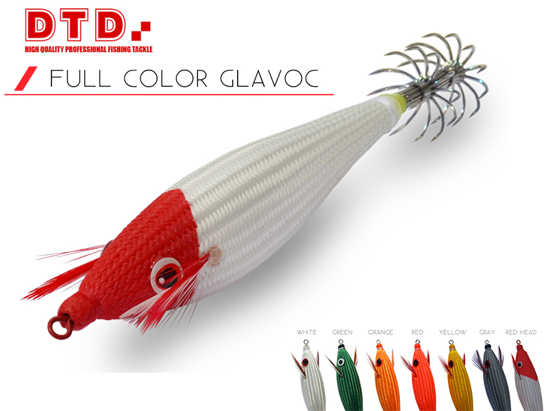DTD Squid jig FULL COLOR GLAVOC (Size: 2.0, Color: Red Head)