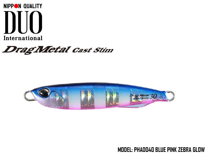 Duo Drag Metal cast Slim (Length: 94mm, Weight: 60gr, Color: PHA0040 Blue Pink Zebra Glow)