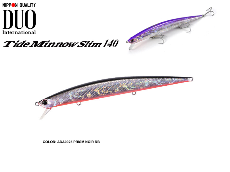 DUO Tide Minnow Slim 140 Lures (Length: 140mm, Weight: 18g, Model: ADA0025 Prism Noir RB)